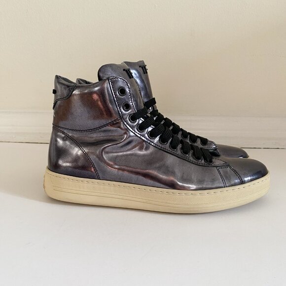 Tom Ford Metallic Russell High Top Sneakers - Picture 1 of 12